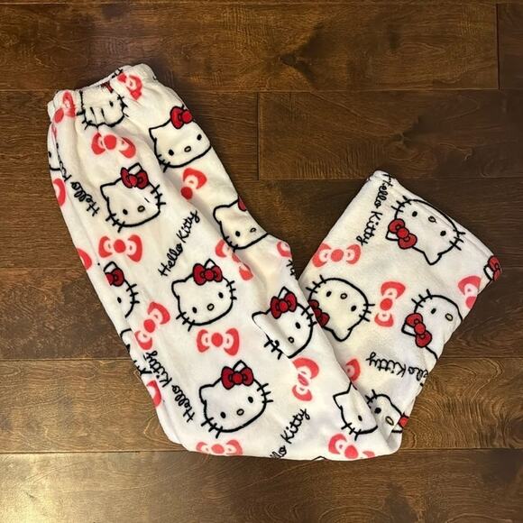 NEW Hello Kitty White & Pink Fleece Pajama Pants sz XS / Small Sanrio Kawaii - Picture 4 of 4